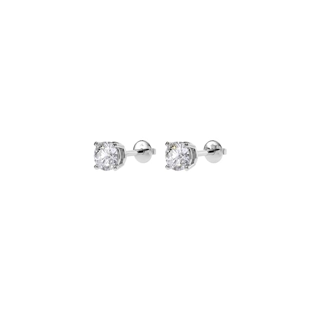 Cercei Studs, cu diamante de laborator de 1.00 CT, din aur alb 18 KT