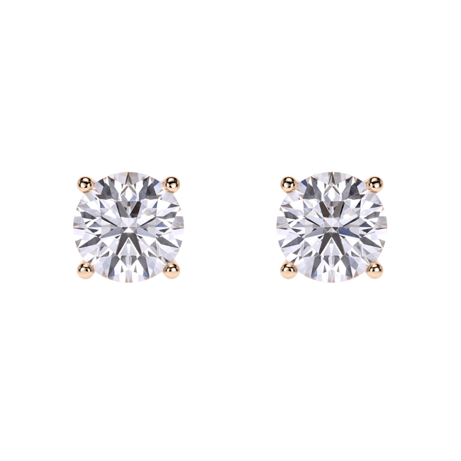 Cercei Studs, cu diamante de laborator de 4.00 CT, din aur roz 18 KT