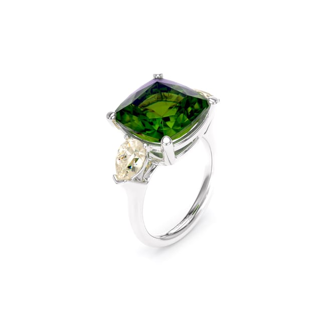 18 KT white gold 11.39 CT Tourmaline and 1.14 CT Fancy yellow lab grown diamonds, Saint-Tropez La Grande Bellezza
