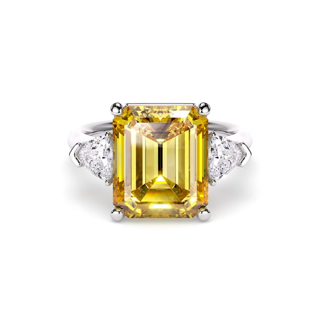 Inel din aur alb cu Diamant fancy yellow si Diamante de laborator, Trilogy La Grande Bellezza