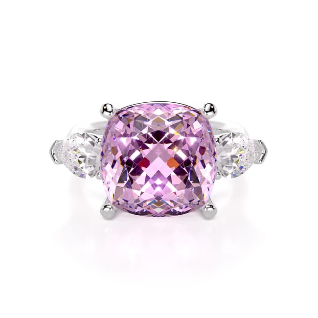 18 KT white gold Kunzite and Lab grown diamonds Roma La Grande Bellezza ring