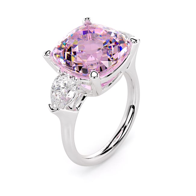 18 KT white gold Kunzite and Lab grown diamonds Roma La Grande Bellezza ring