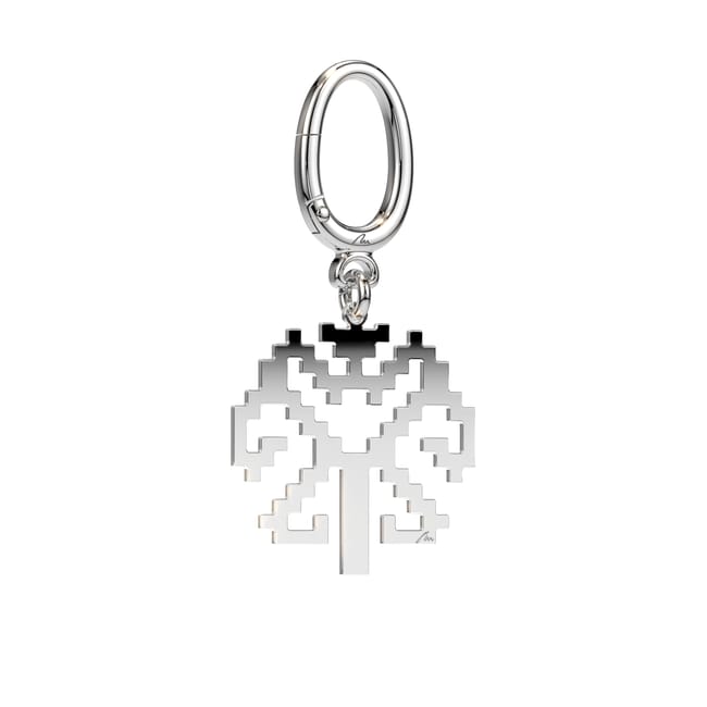 Palladium plated brass Traditional Tree keychain