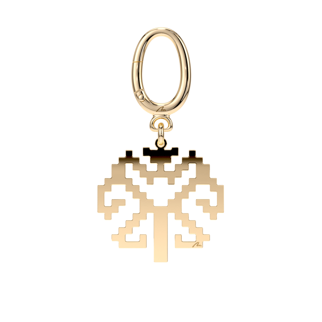 Breloc Copac Traditional, din alama placata cu aur galben