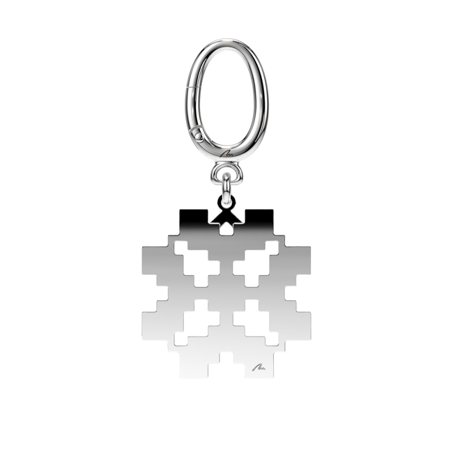 Breloc Trifoi Traditional, din alama placata cu paladiu