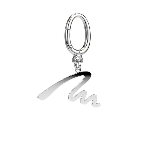 Palladium plated brass M keychain