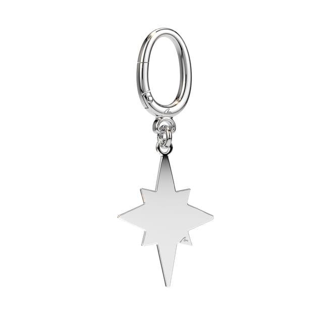 Palladium plated brass Northern Star keychain