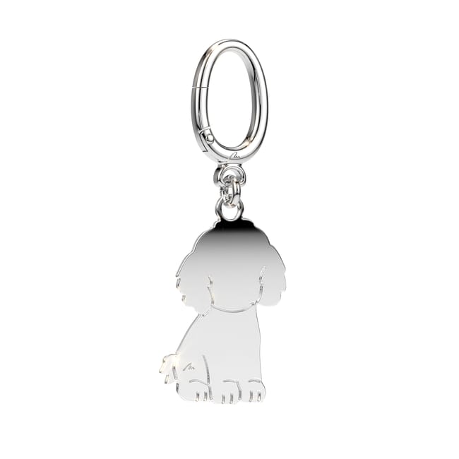 Palladium plated brass Puppy keychain