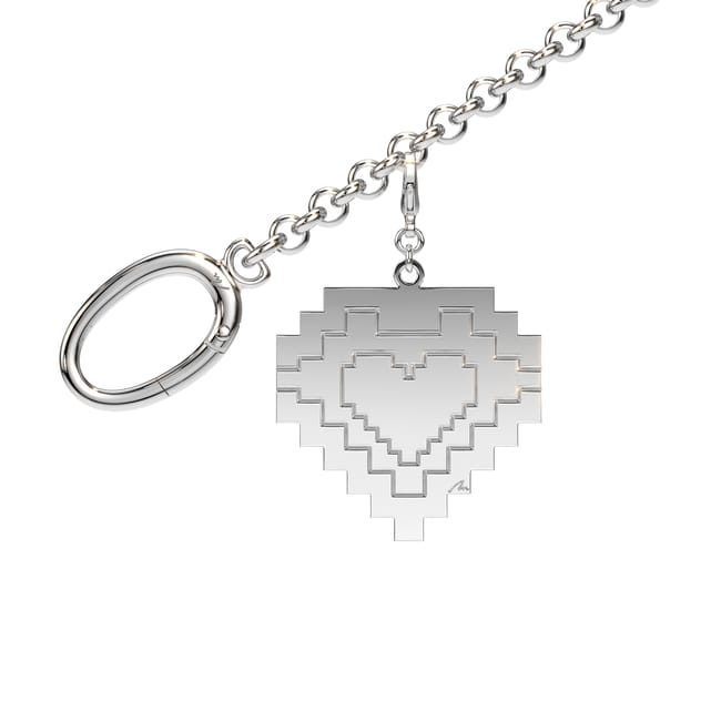 Palladium plated brass Traditional Heart bag charm