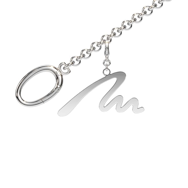 Palladium plated brass M bag charm