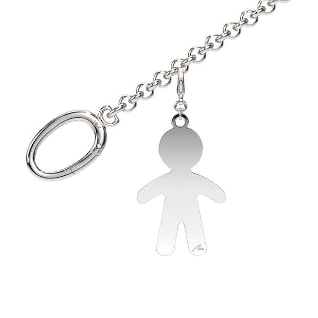 Charm pentru geanta Baietel, din alama placata cu paladiu