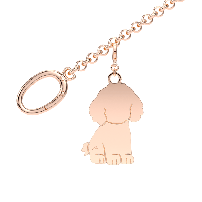 Rose gold plated brass Puppy bag charm