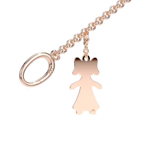 Rose gold plated brass Girl bag charm
