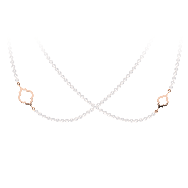 Colier cu perle de 6 mm, din aur roz 14 KT, Amina