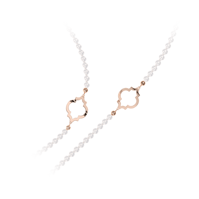 Colier cu perle de 6 mm, din aur roz 14 KT, Amina