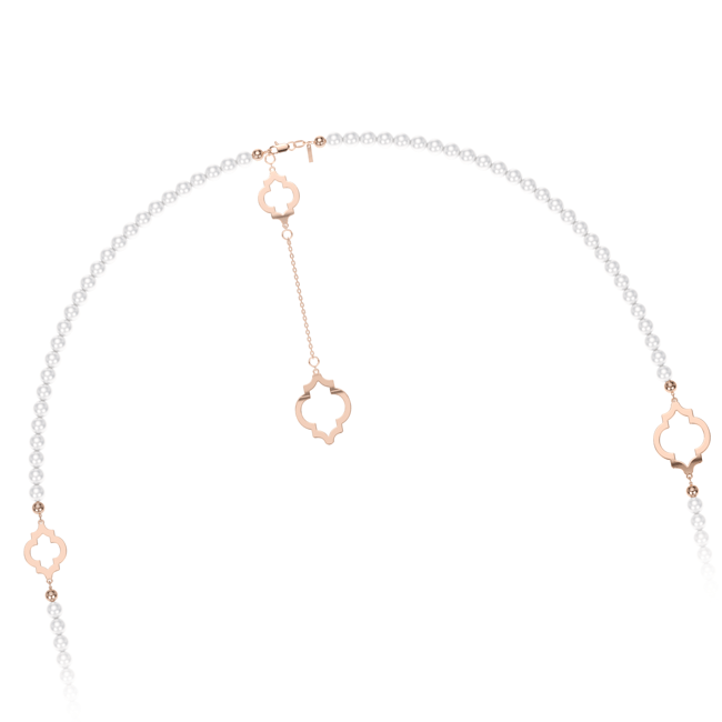Colier cu perle de 6 mm, din aur roz 14 KT, Amina