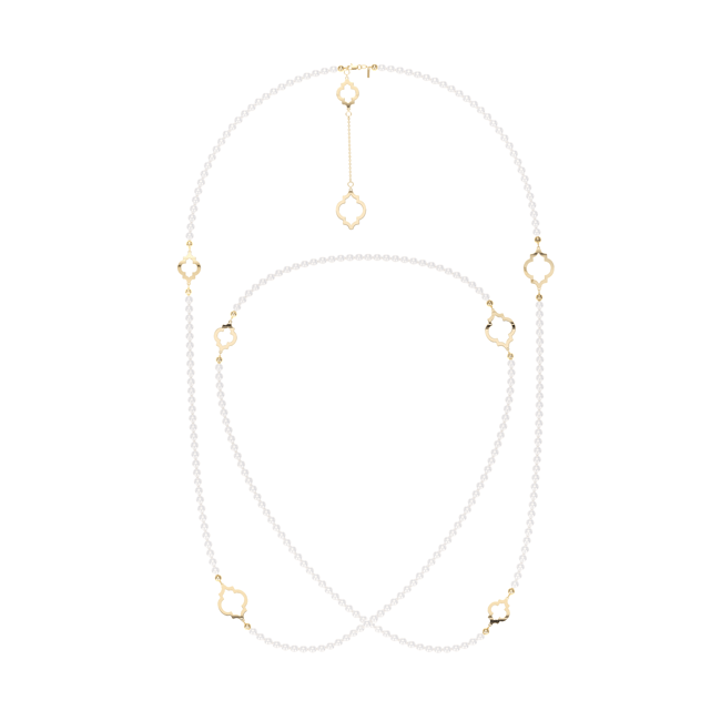 14 KT yellow gold 6 mm pearls Amina necklace