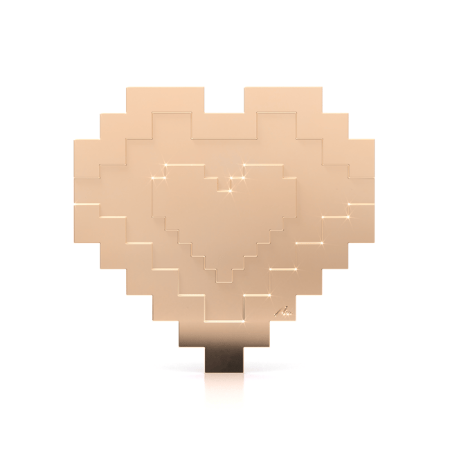 Brosa Martisor din alama placata cu aur roz, Inima Traditionala