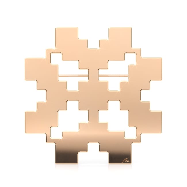 Brosa Martisor din alama placata cu aur roz, Trifoi Traditional