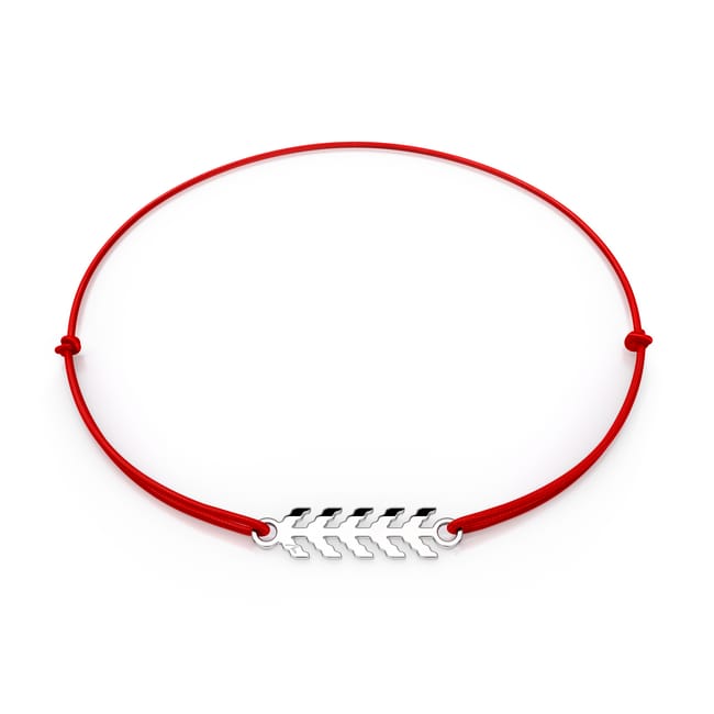 14 KT white gold Traditional Ear of Wheat symbol bracelet on string