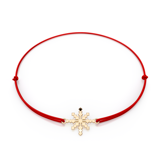 Martisor bratara pe snur Raza de soare, din aur galben 14 KT