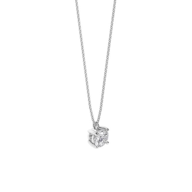 Lantisor Solitaire, cu diamant de laborator 1.02 CT, din aur alb 14 KT