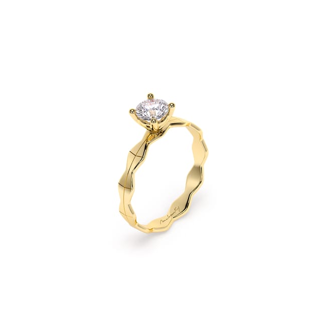 14 KT Yellow Gold Infinity Engagement Ring Round Cut 0.50 CT LGD