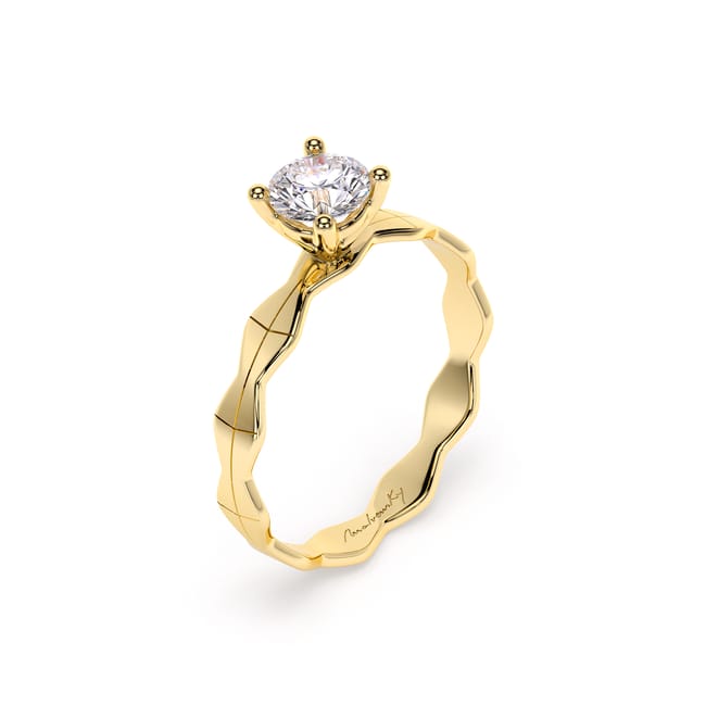 14 KT Yellow Gold Infinity Engagement Ring Round Cut 0.50 CT LGD