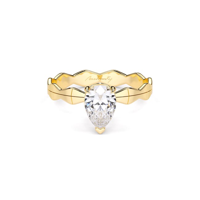 14 KT Yellow Gold Infinity Engagement Ring Pear Cut 1.00 CT LGD