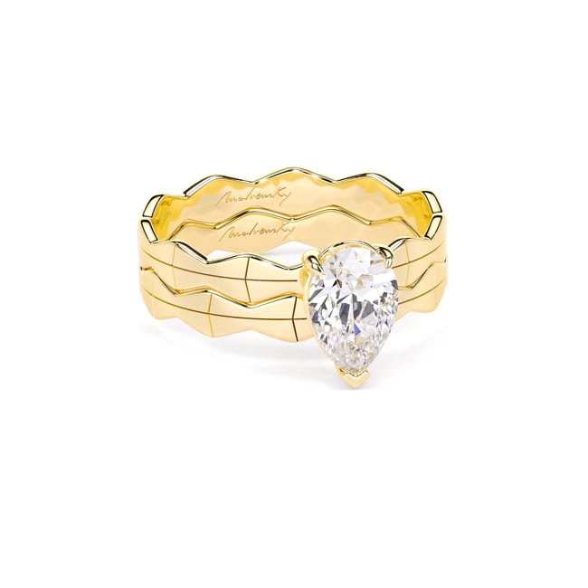 14 KT Yellow Gold Infinity Engagement Ring Pear Cut 1.00 CT LGD