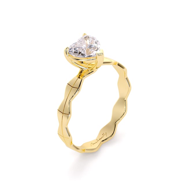 14 KT Yellow Gold Infinity Engagement Ring Heart Cut 1.00 CT LGD