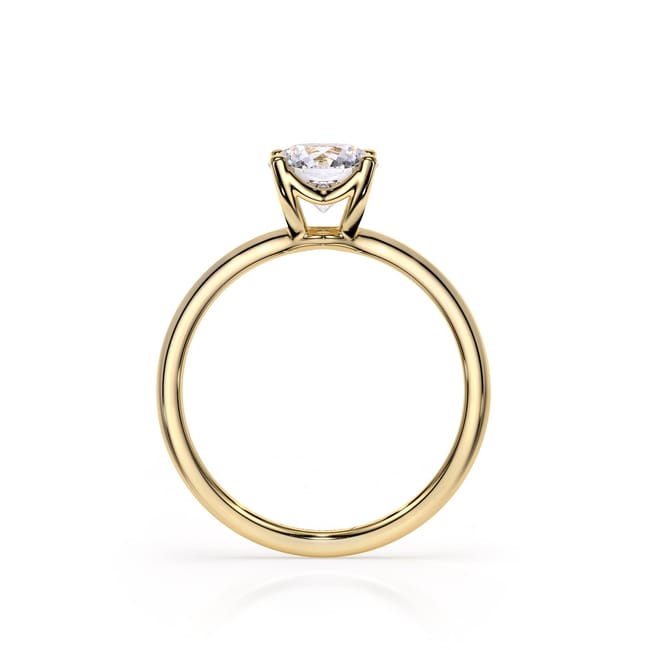 18 KT Yellow Gold Iconic M Engagement Ring Round Cut LGD 1.00 CT