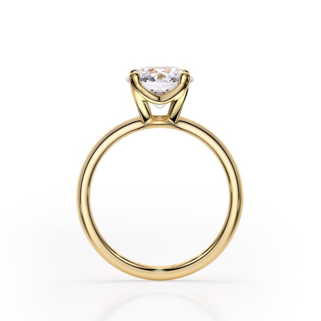 18 KT Yellow Gold Iconic M Engagement Ring Round Cut LGD 2.00 CT