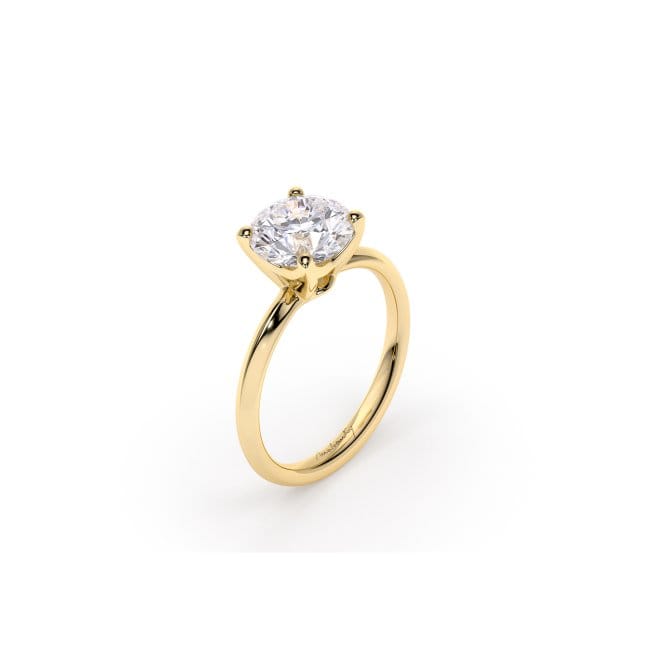 18 KT Yellow Gold Iconic M Engagement Ring Round Cut LGD 2.00 CT
