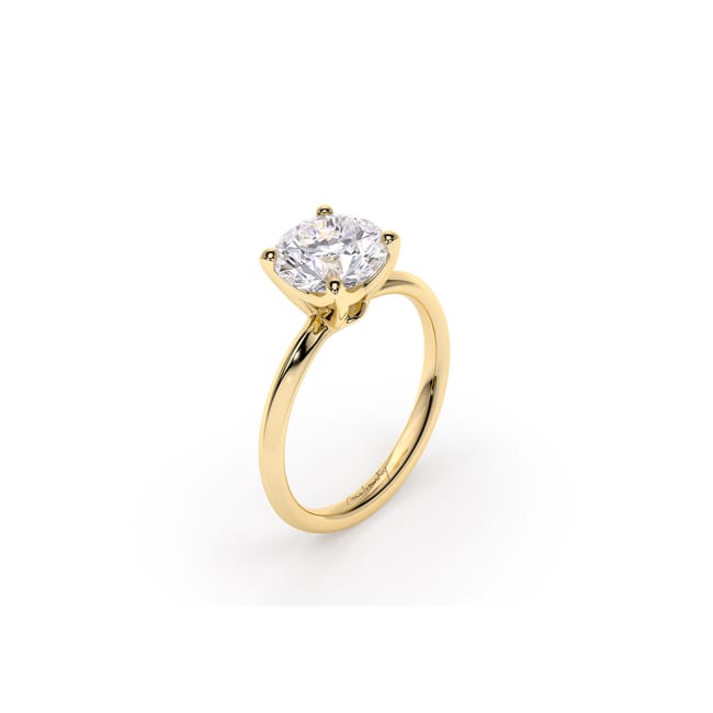 18 KT Yellow Gold Iconic M Engagement Ring Round Cut LGD 2.00 CT