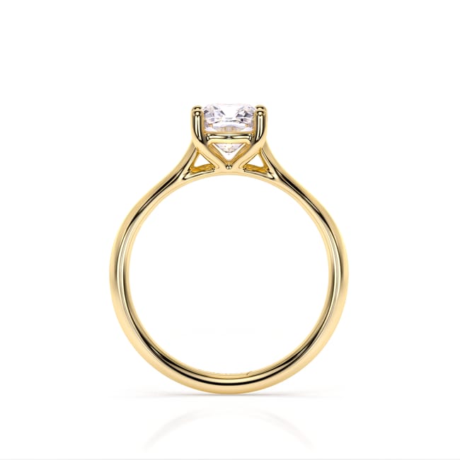 18 KT Yellow Gold Classic Engagement Ring Cushion Cut LGD 1.00 CT