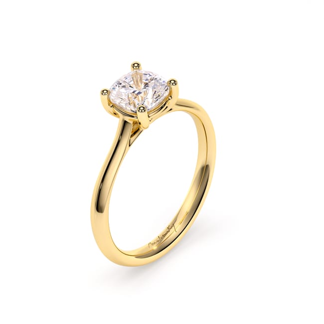 18 KT Yellow Gold Classic Engagement Ring Cushion Cut LGD 1.00 CT