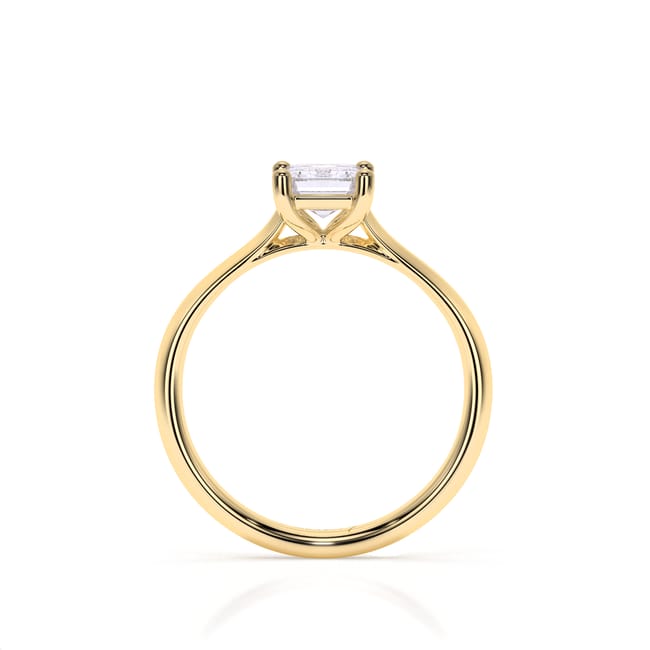 18 KT Yellow Gold Classic Engagement Ring Emerald Cut LGD 1.00 CT