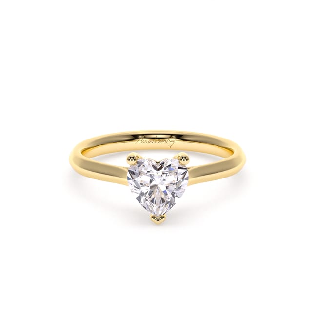 18 KT Yellow Gold Classic Engagement Ring Heart Cut LGD 1.00 CT