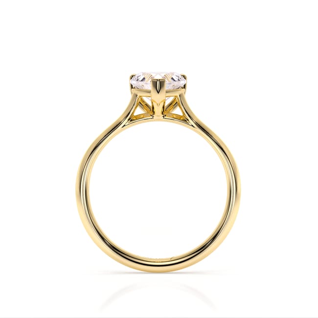 18 KT Yellow Gold Classic Engagement Ring Heart Cut LGD 1.00 CT