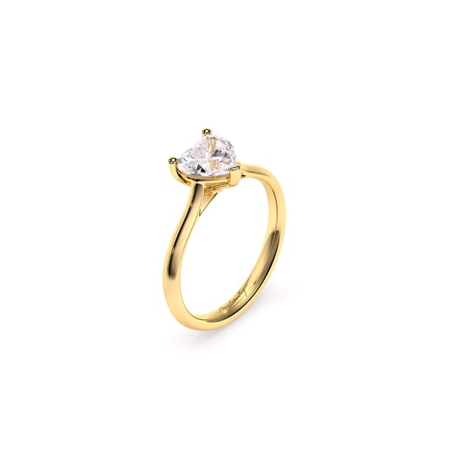 18 KT Yellow Gold Classic Engagement Ring Heart Cut LGD 1.00 CT