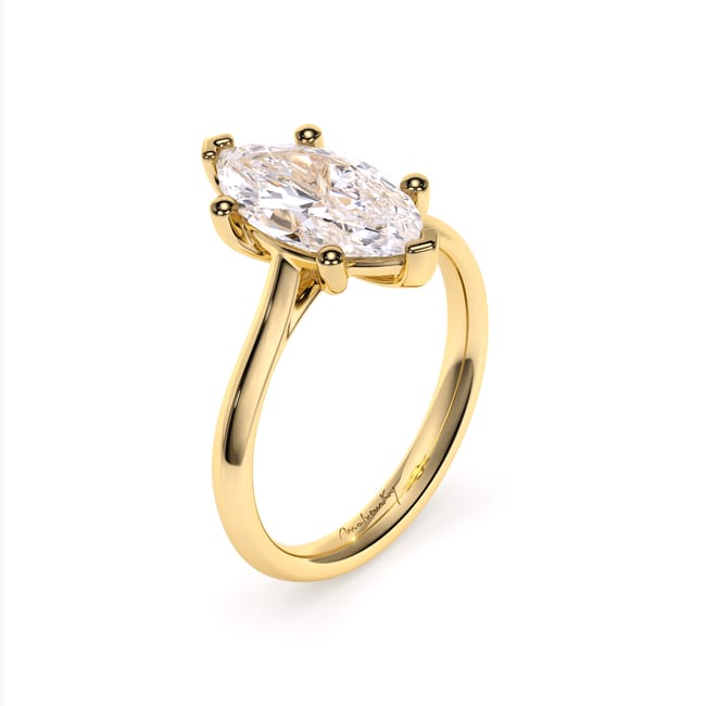 18 KT Yellow Gold Classic Engagement Ring Marquise Cut LGD 2.00 CT