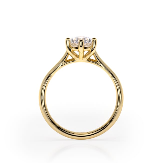 18 KT Yellow Gold Classic Engagement Ring Oval Cut LGD 1.00 CT