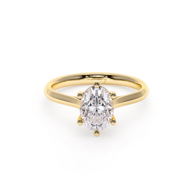 18 KT Yellow Gold Classic Engagement Ring Oval Cut LGD 1.00 CT