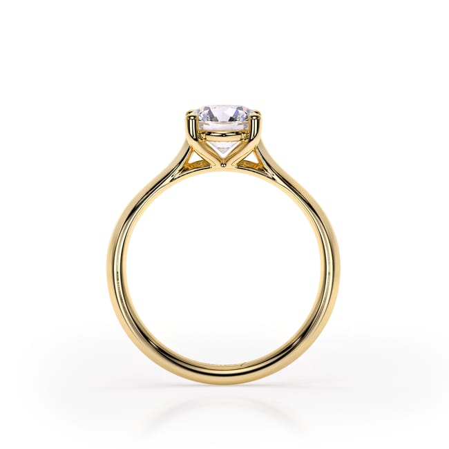 18 KT Yellow Gold Classic Engagement Ring Round Cut LGD 1.00 CT
