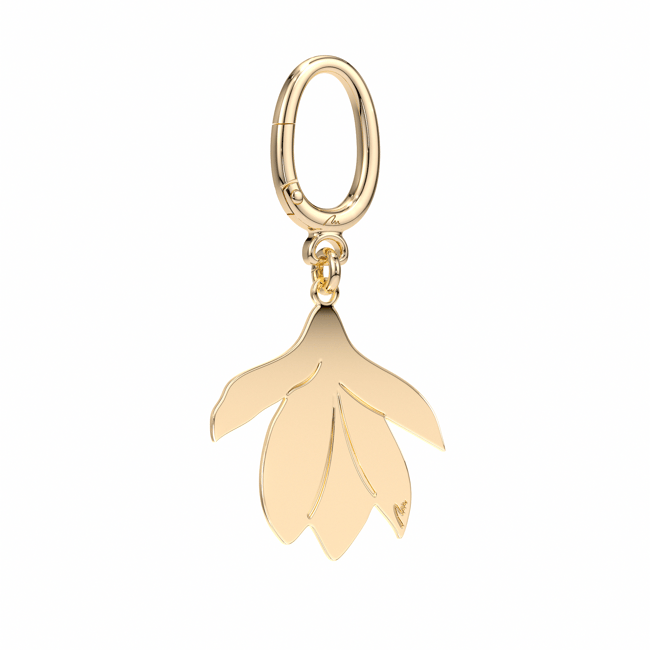 Breloc Magnolia, din alama placata cu aur galben