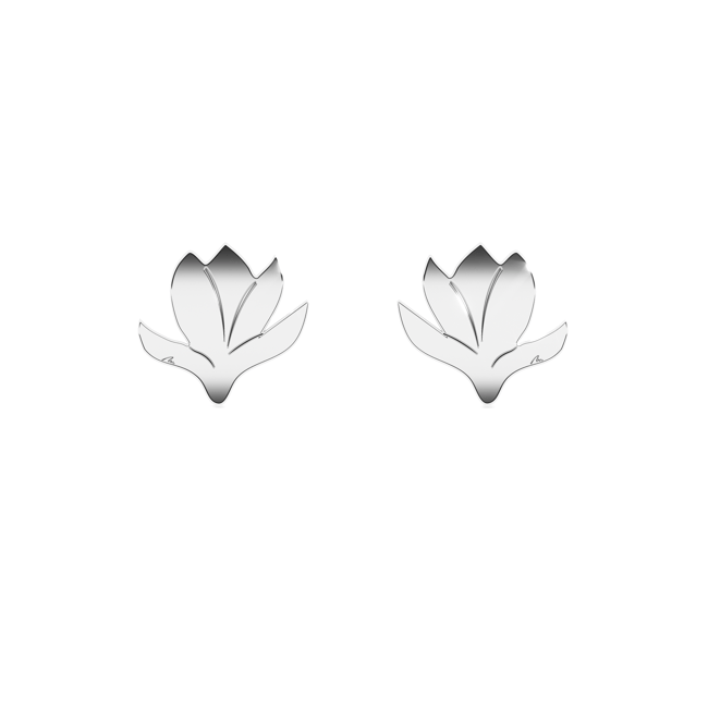 14 KT white gold Magnolia earrings