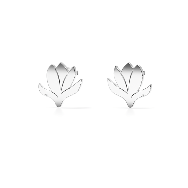 14 KT white gold Magnolia earrings