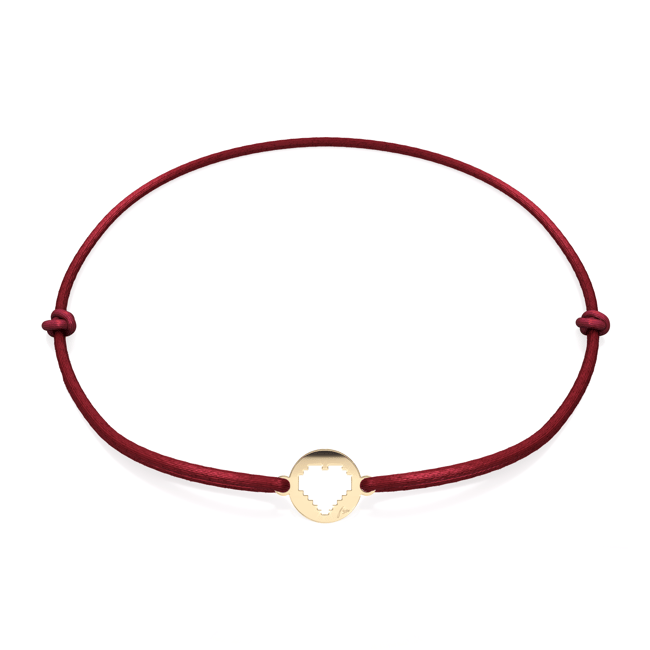 14 KT yellow gold Traditional Heart in Little Coin bracelet on string