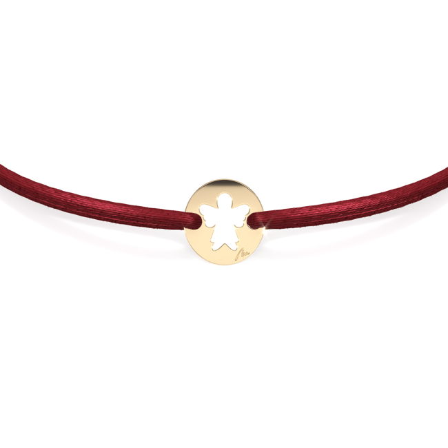 14 KT yellow gold Angel in Little Coin bracelet on string